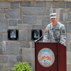 Brig. Gen. Joe Jarrard speaks during the ceremony. Photo by Master Sgt. Mark Woelzlein.