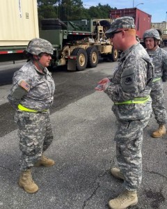 SSG Kimble is presented a  Challenge Coin.