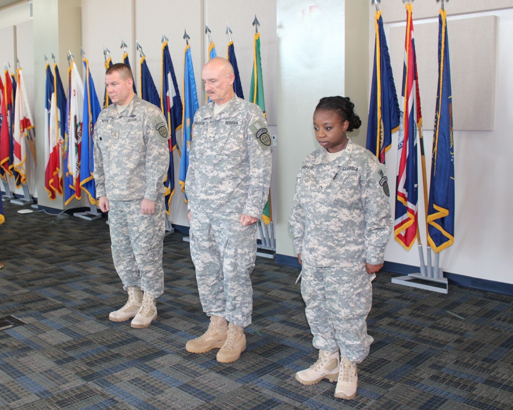 GSDF Soldiers observe a moment of silence in memory of D-Day.