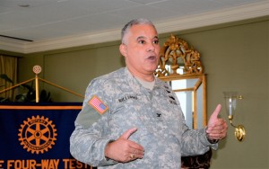 Col. Eddie Williams speaks about the Georgia State Defense Force before the Rotary Club in Vinings, Ga., July 10, 2015. Photo courtesy of The Georgian Club