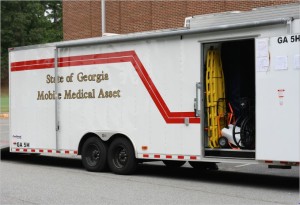This Georgia Department of Public Health “Mobile Medical Asset” trailer contains equipment and supplies for erecting a field hospital.  (Georgia State Defense Force photo by Chief Warrant Officer 2 Clunie)