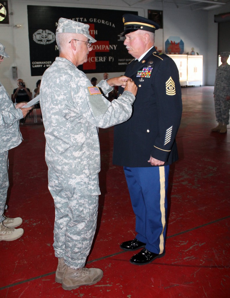 COL Brad Bryant and Parmenter during Retirement Ceremony at the Marietta Armory.