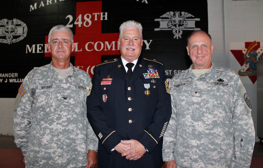 COL Brad Bryant, CSM Richard Parmenter, BRIG GEN Thomas Danielson